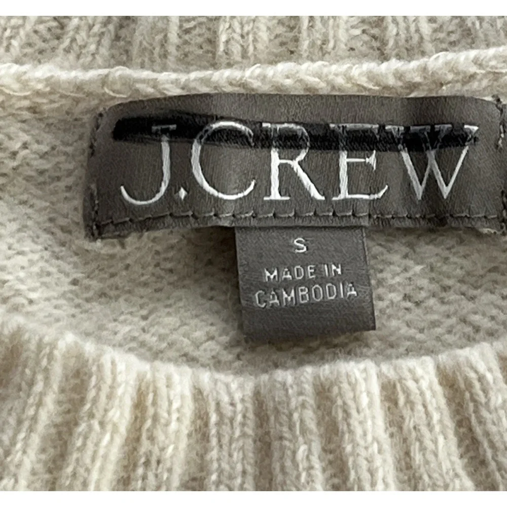 J Crew Oversized Sweater Tee Lambswool Wool Womens Small Beige Natural Crewneck